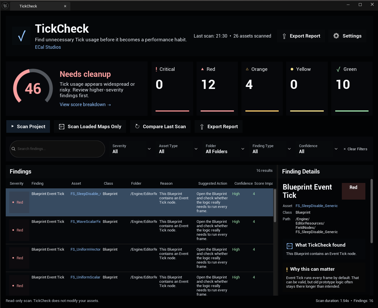 TickCheck dashboard UI